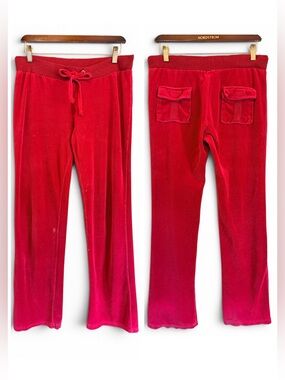 Sarah Johnson Y2K Red Velour pants, pull up elastic waist, Juicy inspo sz M